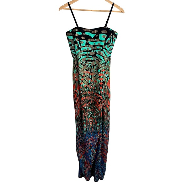 BCBGMaxAzria Dresses & Skirts - BCBGMaxAzria Multicolor Printed Maxi Dress - Black, Teal, Coral, Blue